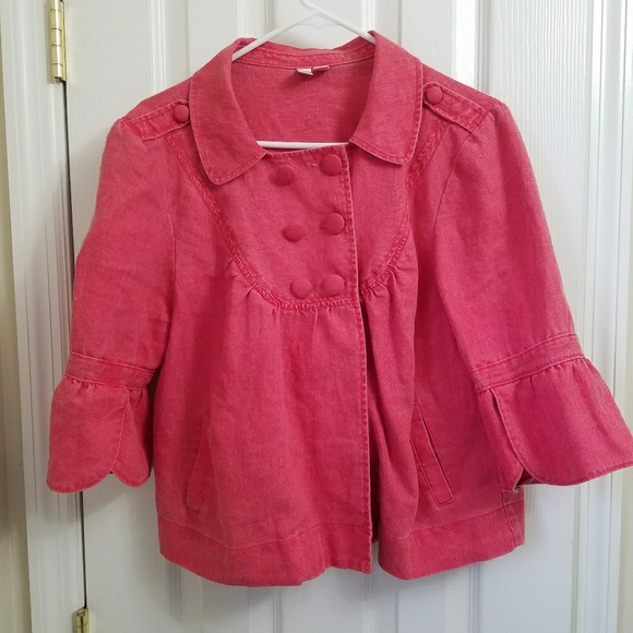 Adorable Linen Cropped Peacoat - Picture 1 of 5